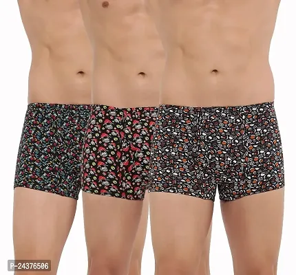 Men Printed Underwear Pack Of 3 (Assorted Colour  Design) Gents Mini Trunk Combo-thumb0