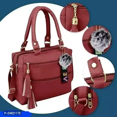 Stylish Maroon PU Solid Sling Bags For Women