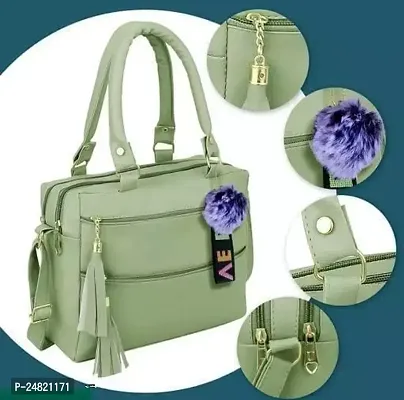 Stylish Green PU Solid Sling Bags For Women