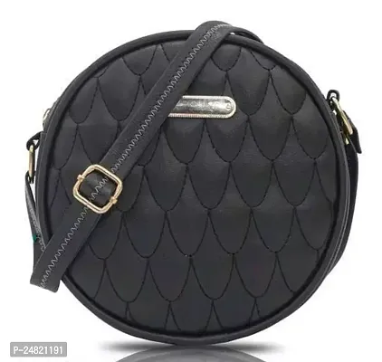 Stylish Black PU Solid Sling Bags For Women