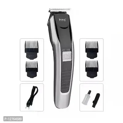 HTC AT-538 Rechargeable Hair Trimmer for men with T shape precision stainless steel sharp blade beard shaver upto length 0.5 to 7mm ( Black )-thumb0