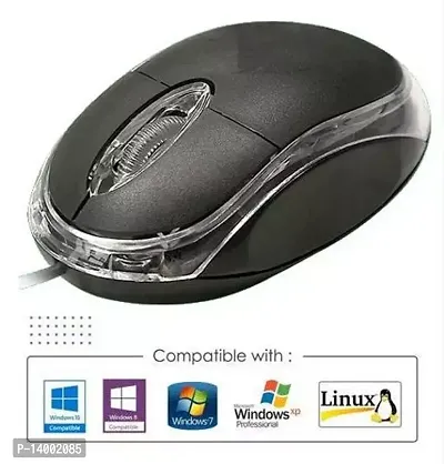 Optical mouse for Laptop, Mouse for Computer, Mouse for Desktop(Mini Design Easy To Carry Everywhere) 1000DPI Wired Optical USB Mouse for LAPTOPS and DESKTOPS (Black) Pack of 1