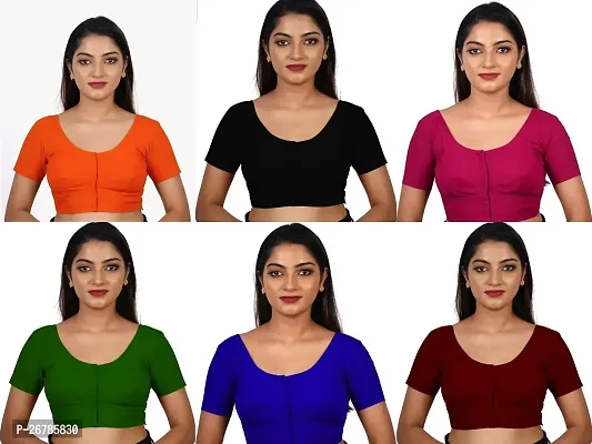 Stylish Cotton Solid Blouse For Women Pack Of 6