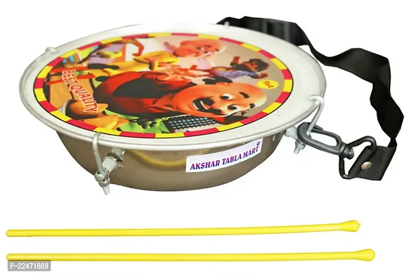 Akshar Tabla Mart Still Baby Tasa Nagara Dhol With Belt Stick Use For 1 To 5 Year Kids