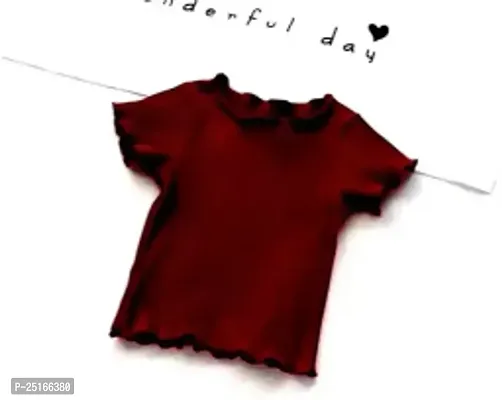 Elegant Maroon Cotton Blend Solid Top For Women