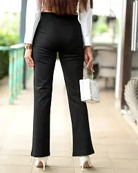 Elegant Black Cotton Blend Solid Trousers For Women-thumb3