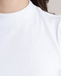 Elegant White Cotton Blend Solid Top For Women-thumb1