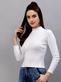 Elegant White Cotton Blend Solid Top For Women-thumb3