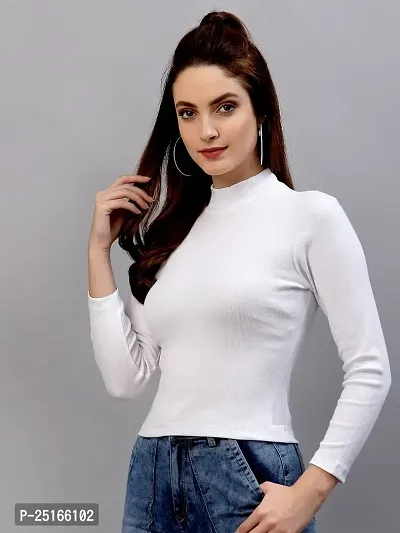 Elegant White Cotton Blend Solid Top For Women-thumb4