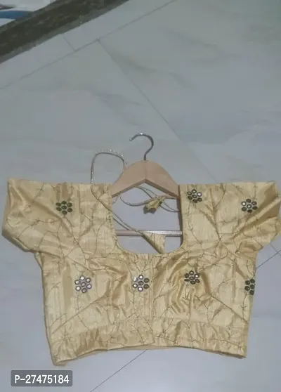 Reliable Golden Silk Blend Mirror Work Stitched Blouses For Women
