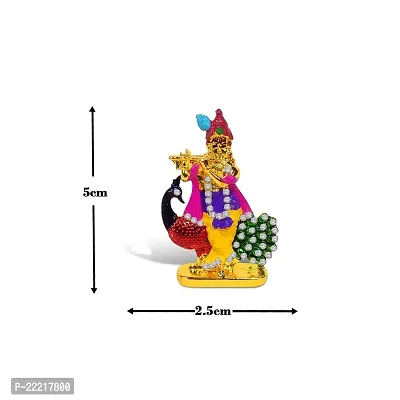 Adhvik Standing Krishna/kahna with Peacock Idol (Mini Morni Krishna St/940) Multicolor Metal God Stand for Home Deacute;cor/car Dashboard/mandir Pooja Murti/temple Puja/office Table Showpiece-thumb2