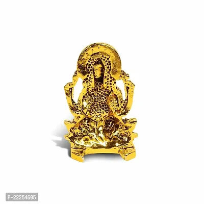 Adhvik Vighnaharta/ganpati/bappa Sitting on Lotus Flower Idol( Mini Ganesha St/603) White Stone Golden Antique Metal God Stand for Home Deacute;cor/car Dashboard/temple Puja/office Table Showpiece-thumb4