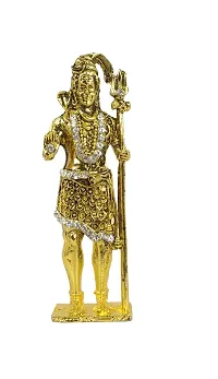 Adhvik Metal Antique Standing Shiv/mahadev/bhole Baba with Trishul Rhinestone Symbol Idol for Gifting, Home and Office Table, and Car Dashboard Decor Showpiece ( Size 9.5 X 2.5 Cm) Golden Color Pack of 1-thumb3