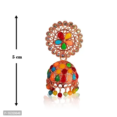 Adhvik Combo of Stylish Multicolor Latest Design Jarkan Dangler Metal Jhumki Earring with Silver Hug Me Thumb Finger Ring-thumb2