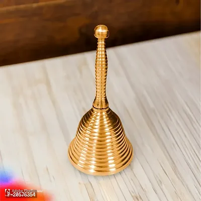 Adhvik Traditional Brass (Small 1 No ) Heavy Stripes Engrave Puja Pooja  Other Rituals Bell Ghanti for House  Temple Poojan Purpose Spiritual Gift Item (Set Of 1)-thumb4