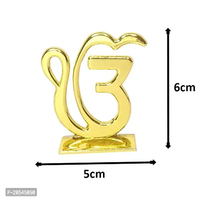Adhvik Metal Sikh/punjabi Ek Onkar Idol for Gifting, Home and Office Table, and Car Dashboard Decor Showpiece Small Size ( 6 X 5 Cm) Golden Color Pack of 1-thumb2