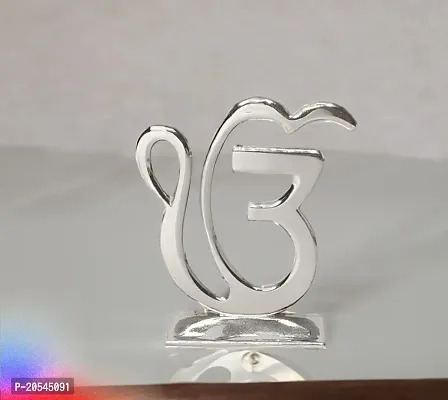 Adhvik Metal Sikh/punjabi Ek Onkar Idol for Gifting, Home and Office Table, and Car Dashboard Decor Showpiece Small Size ( 6 X 5 Cm) Silver Color Pack of 1