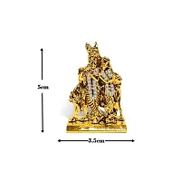 Adhvik Radha Krishna Standing with Cow Idol (Mini Cow Rk St/655) Golden Antique Metal God Stand for Home Deacute;cor/car Dashboard/mandir Pooja Murti/temple Puja/office Table Showpiece-thumb1