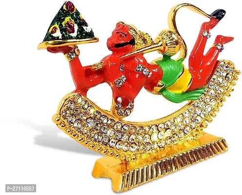 Lord Flying Hanuman/ Bajrangbali Idol ,St-835Multicolor Metal God Stand Statue-thumb3