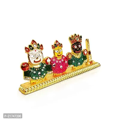 Adhvik Beads Lords Jagannath, Balaram  Subhadra Idol (St-2157) Multicolor Metal God Stand for Home Dcor/car Dashboard/mandir Pooja Murti/temple Puja/office Table Showpiece-thumb3