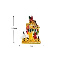 Adhvik Radha Krishna Standing with Cow Idol (Mini Cow Rk St/655) Multicolor Metal God Stand for Home Deacute;cor/car Dashboard/temple Puja/office Table Showpiece-thumb1