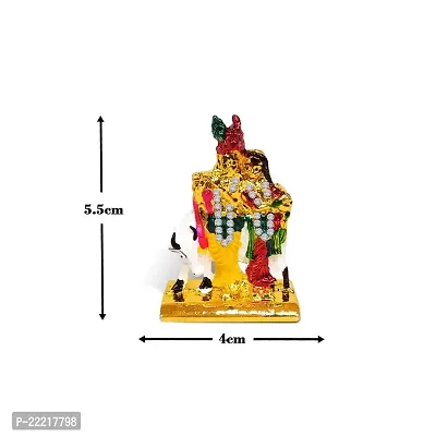 Adhvik Radha Krishna Standing with Cow Idol (Mini Cow Rk St/655) Multicolor Metal God Stand for Home Deacute;cor/car Dashboard/temple Puja/office Table Showpiece-thumb2