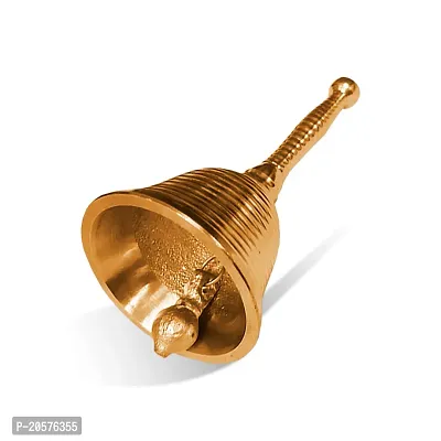 Adhvik Traditional Brass (Small 1 No ) Heavy Stripes Engrave Puja Pooja  Other Rituals Bell Ghanti for House  Temple Poojan Purpose Spiritual Gift Item (Pack Of 1)-thumb2