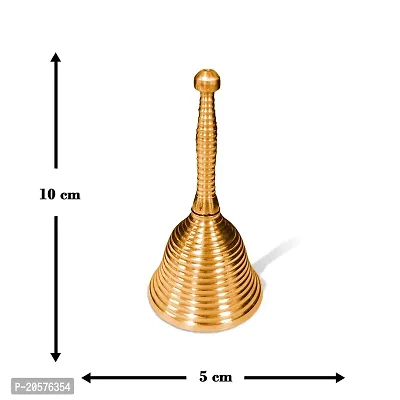 Adhvik Traditional Brass (Small 1 No ) Heavy Stripes Engrave Puja Pooja  Other Rituals Bell Ghanti for House  Temple Poojan Purpose Spiritual Gift Item (Set Of 1)-thumb2