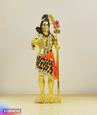 Adhvik Metal Antique Standing Shiv/mahadev/bhole Baba with Trishul Rhinestone Symbol Idol for Gifting, Home and Office Table, and Car Dashboard Decor Showpiece ( Size 9.5 X 2.5 Cm) Multicolor Pack of 1