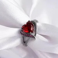 Adhvik Valentine's Day Adjustable/Openable Size Stainless Steel Crystal Diamond Nug/Stone Studded Romantic Love Blood Red  Pink Heart Shape Charming Thumb Knuckle Finger Rings For Girl's  Women's-thumb1