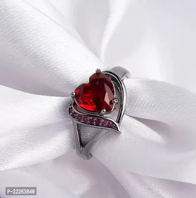 Adhvik Valentine's Day Adjustable/Openable Size Stainless Steel Crystal Diamond Nug/Stone Studded Romantic Love Blood Red  Pink Heart Shape Charming Thumb Knuckle Finger Rings For Girl's  Women's-thumb2