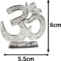 Hindu Religious Silver Color Symbol Om Shiv Idol Metal , 6 Cm X 5.5 Cm-thumb1