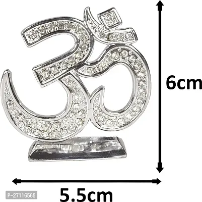 Hindu Religious Silver Color Symbol Om Shiv Idol Metal , 6 Cm X 5.5 Cm-thumb2