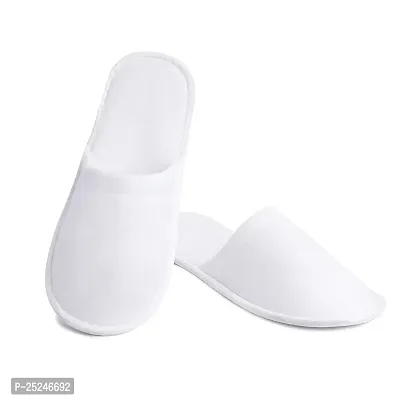 Adhvik Pack Of 4 Pair Free Size Close Toe Cloth Disposable Slippers for Home/hotel/spa, Party Guest, Salons, Hotels, Hospitals and Home and Travel Airline For Women ( White color)