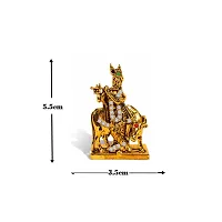 Adhvik Standing Kahna/krishna with Cow Idol (Mini St/611 Anmol Cow Krishna) Golden Antique Metal God Stand for Home Deacute;cor/car Dashboard/mandir Pooja Murti/temple Puja/office Table Showpiece-thumb1