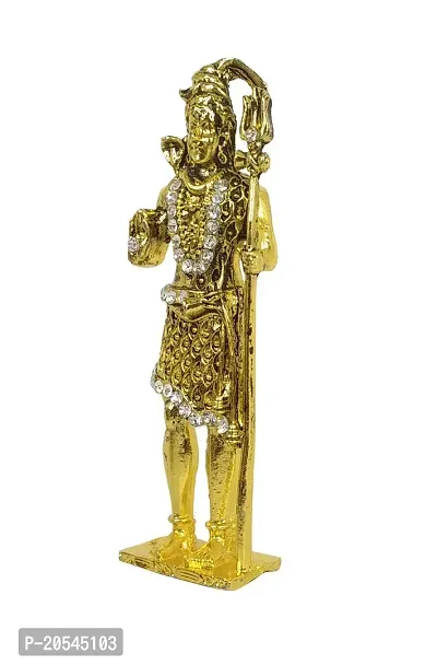 Adhvik Metal Antique Standing Shiv/mahadev/bhole Baba with Trishul Rhinestone Symbol Idol for Gifting, Home and Office Table, and Car Dashboard Decor Showpiece ( Size 9.5 X 2.5 Cm) Golden Color Pack of 1-thumb3