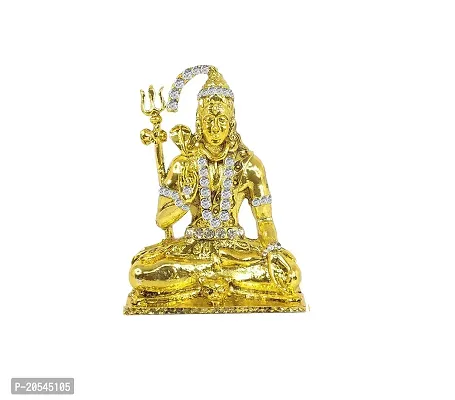 Adhvik Metal Antique Sitting Shiv/mahadev/bhole Baba with Trishul Rhinestone Symbol Idol for Gifting, Home and Office Table, and Car Dashboard Decor Showpiece ( Size 7.5 X 5 Cm) Antique Color Pack of 1-thumb3