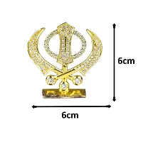 Adhvik Metal Sikh/punjabi Symbol Khanda Sahib Rhinestone Symbol Idol for Gifting, Home and Office Table, and Car Dashboard Decor Showpiece Small Size ( 6 X 6 Cm) Golden Color Pack of 1-thumb1