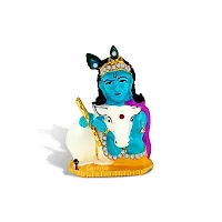 Adhvik Krishna/kahna Face with Cow and Basuri Idol( Mini Cow Bal Krishna St/935) Multicolor Metal God Stand for Home Deacute;cor/car Dashboard/temple Puja/office Table Showpiece-thumb4