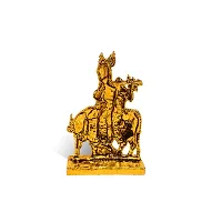 Adhvik Standing Kahna/krishna with Cow Idol (Mini St/611 Anmol Cow Krishna) Golden Antique Metal God Stand for Home Deacute;cor/car Dashboard/mandir Pooja Murti/temple Puja/office Table Showpiece-thumb3