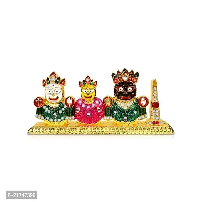 Adhvik Beads Lords Jagannath, Balaram  Subhadra Idol (St-2157) Multicolor Metal God Stand for Home Dcor/car Dashboard/mandir Pooja Murti/temple Puja/office Table Showpiece-thumb5