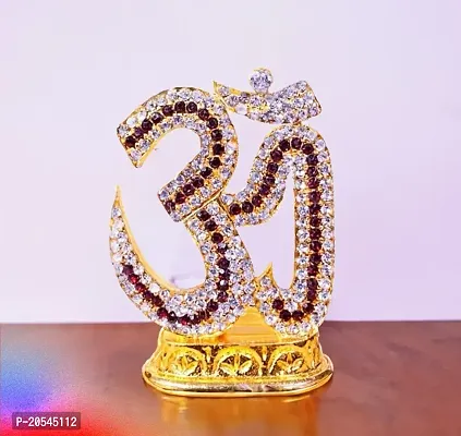 Adhvik Metal Hindu Om Shiv/mahadev/bhole Baba Rhinestone Symbol Idol for Gifting, Home and Office Table, and Car Dashboard Decor Showpiece Small Size ( 5 X 3.5 Cm) Multicolor Pack of 1