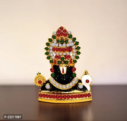 Adhvik Lord Tirupati Balaji/venkateswara Face Multi-Stone God Stand Idol (Mini Mukh Balaji St/1046/col) Black Color Metal God Stand for Home Deacute;cor/car Dashboard/temple Puja/office Table Showpiece