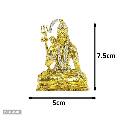 Adhvik Metal Antique Sitting Shiv/mahadev/bhole Baba with Trishul Rhinestone Symbol Idol for Gifting, Home and Office Table, and Car Dashboard Decor Showpiece ( Size 7.5 X 5 Cm) Antique Color Pack of 1-thumb2