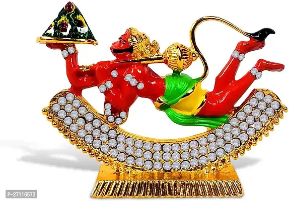 Lord Flying Hanuman/ Bajrangbali Idol ,St-835Multicolor Metal God Stand Statue