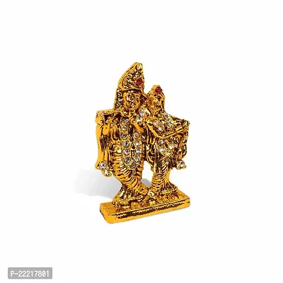 Adhvik Standing Radha Krishna Idol (Mini Radha Krishna St/612) Golden Antique Metal God Stand for Home Deacute;cor/car Dashboard/mandir Pooja Murti/temple Puja/office Table Showpiece-thumb3