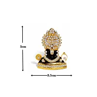 Adhvik Lord Tirupati Balaji/vyankatesh Face White-Stone God Stand Idol (Mini Mukh Balaji St/1046/ws) Black Color Metal God Stand for Home Deacute;cor/car Dashboard/temple Puja/office Table Showpiece-thumb1