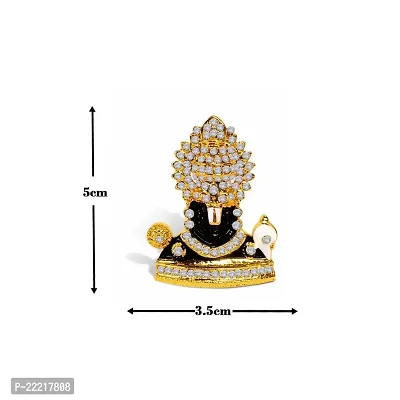 Adhvik Lord Tirupati Balaji/vyankatesh Face White-Stone God Stand Idol (Mini Mukh Balaji St/1046/ws) Black Color Metal God Stand for Home Deacute;cor/car Dashboard/temple Puja/office Table Showpiece-thumb2