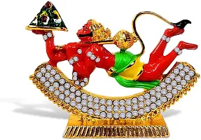 Lord Flying Hanuman/ Bajrangbali Idol ,St-835Multicolor Metal God Stand Statue-thumb4