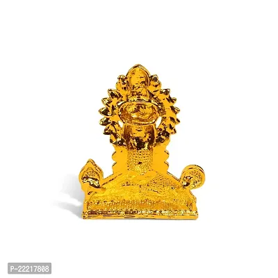 Adhvik Lord Tirupati Balaji/vyankatesh Face White-Stone God Stand Idol (Mini Mukh Balaji St/1046/ws) Black Color Metal God Stand for Home Deacute;cor/car Dashboard/temple Puja/office Table Showpiece-thumb4